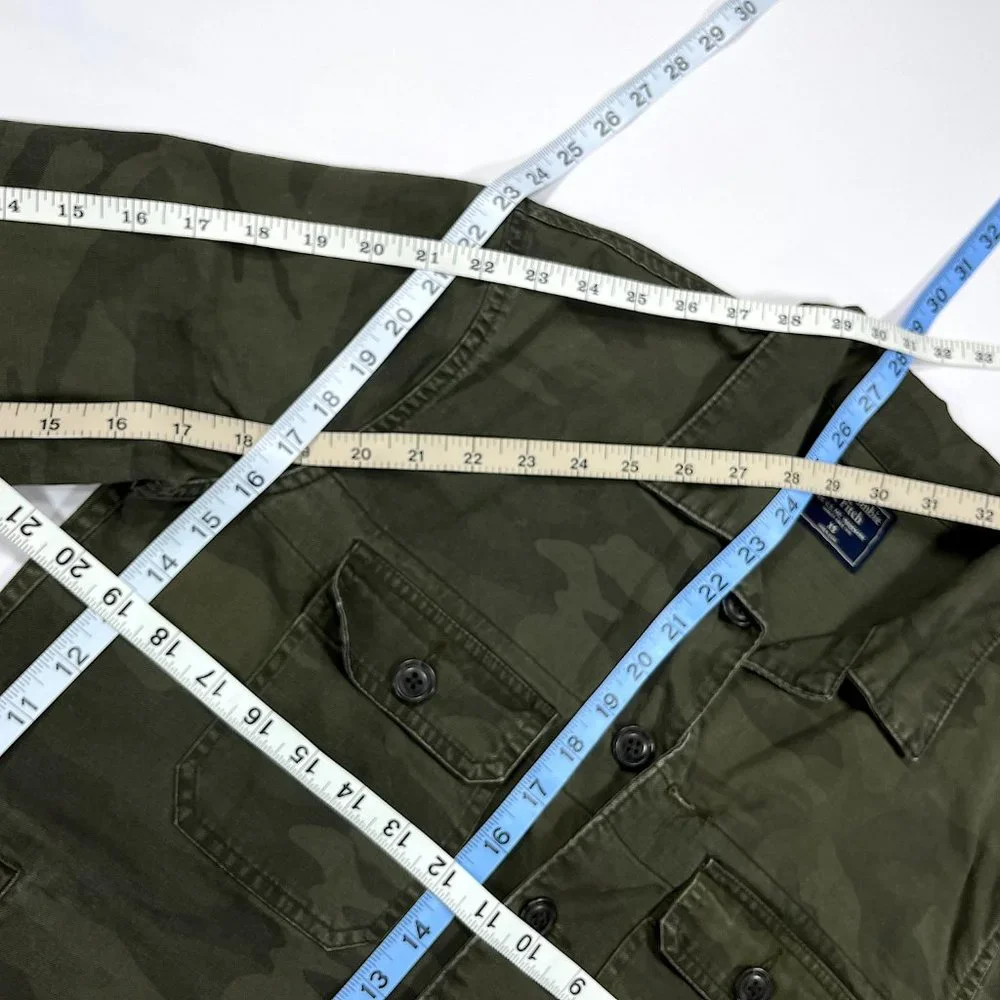 A&F Men's XS Military Shirt Jacket Army Green Camo Button Down Cotton Shacket - Picture 14 of 16